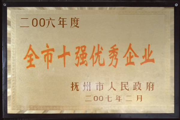 全市十強(qiáng)優(yōu)秀企業(yè)